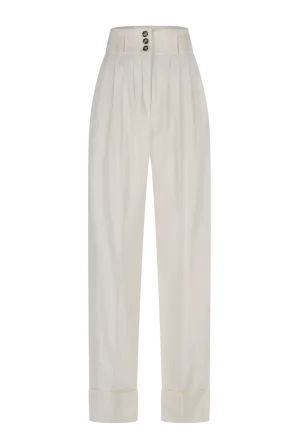 Pleated Wool High-Waisted Pants