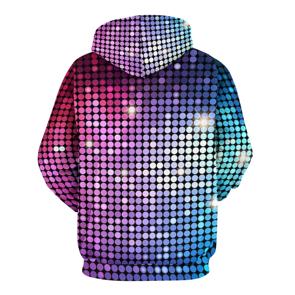 Plue Size Glitter Gradient Printed Hoodies 2411009472