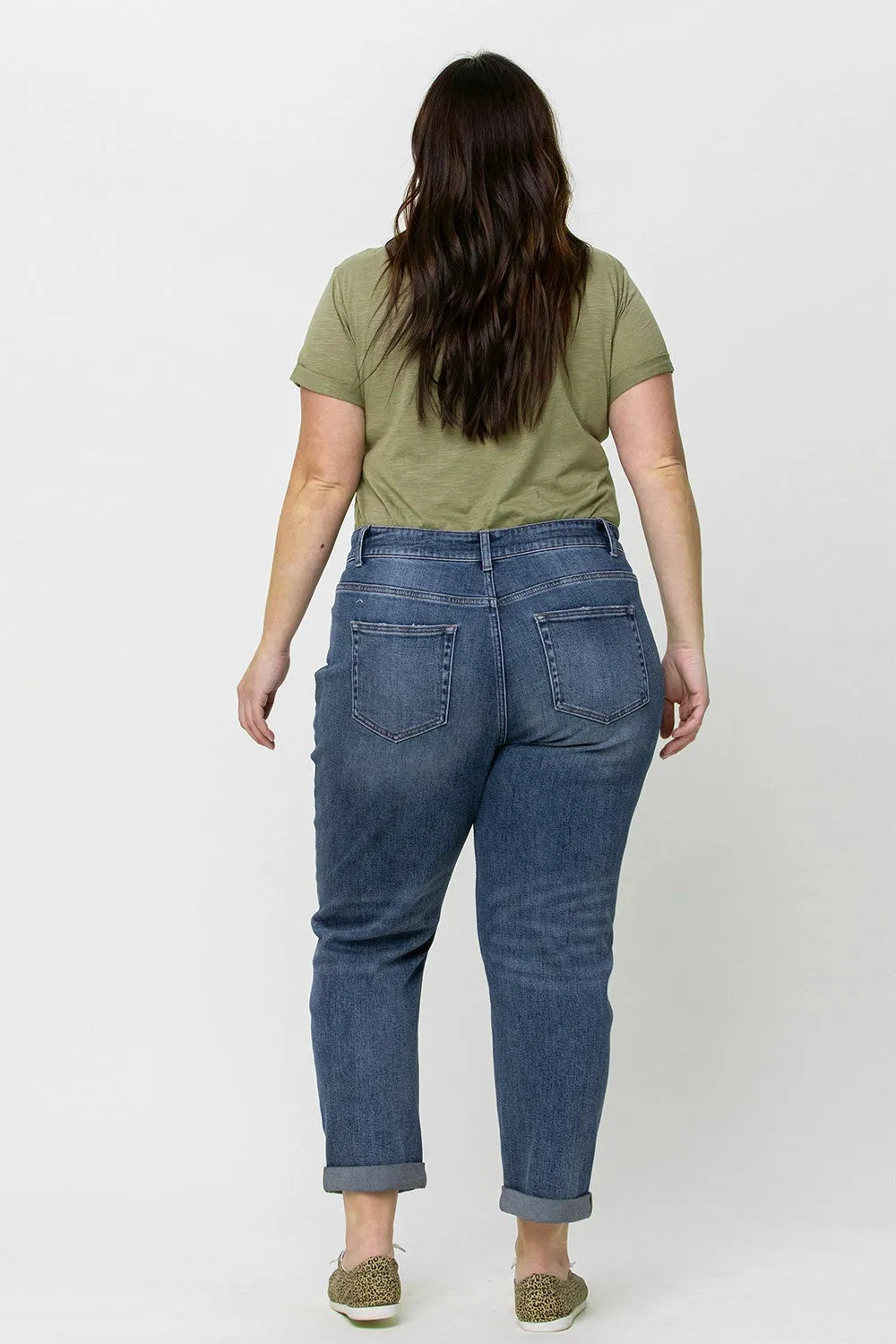 Plus Cuffed Stretch Boyfriend Jeans