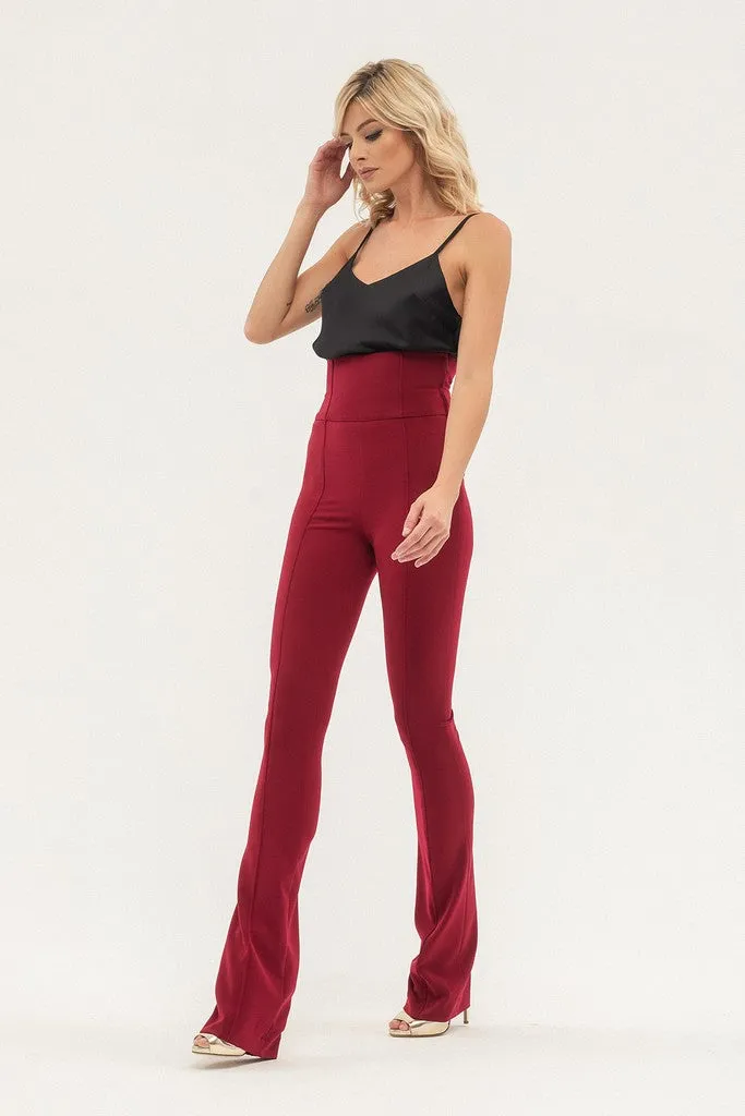Pomegranate Office High Waist Solid Color Straight Pants