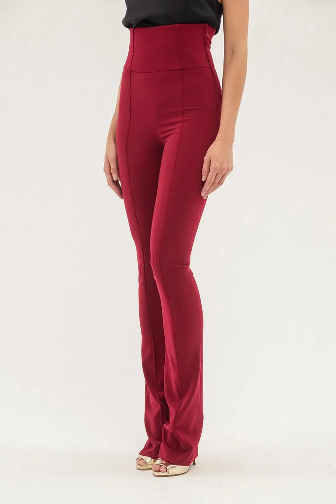 Pomegranate Office High Waist Solid Color Straight Pants