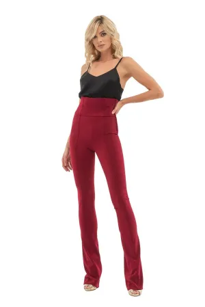 Pomegranate Office High Waist Solid Color Straight Pants