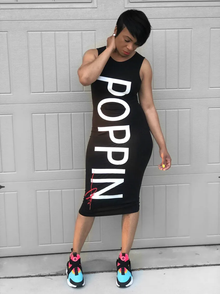 POPPIN Black Vs White Fitted Dress