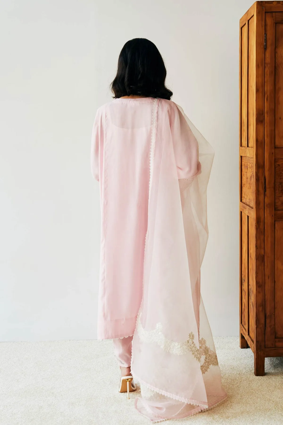Powder Pink Embroidered Salwar Kameez with Dupatta Suit