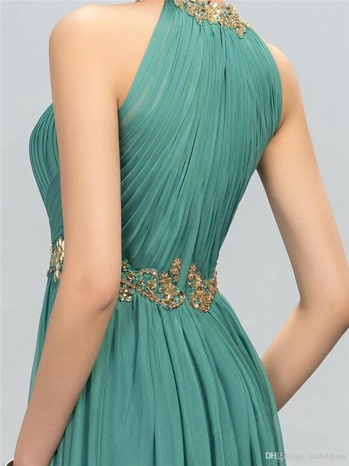 Pretty Halter Neck Beaded Fitted Waist Dress for Evening
