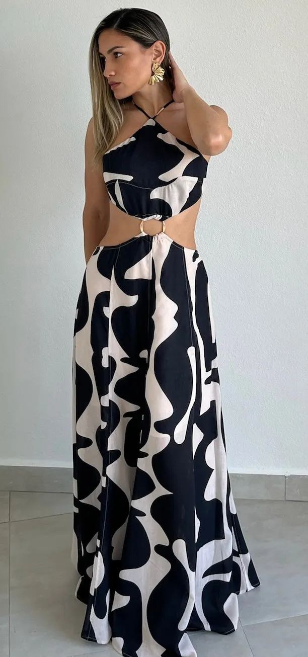 Pretty Perception Abstract Print Maxi Dress