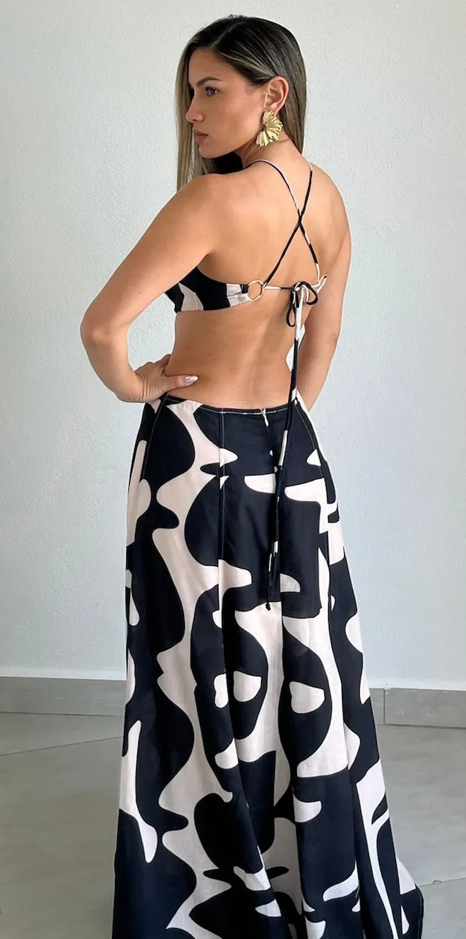 Pretty Perception Abstract Print Maxi Dress