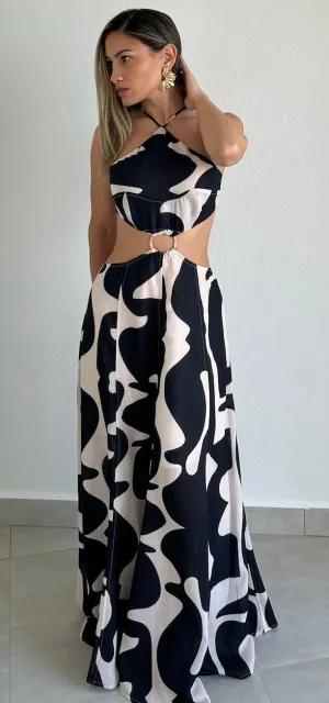 Pretty Perception Abstract Print Maxi Dress