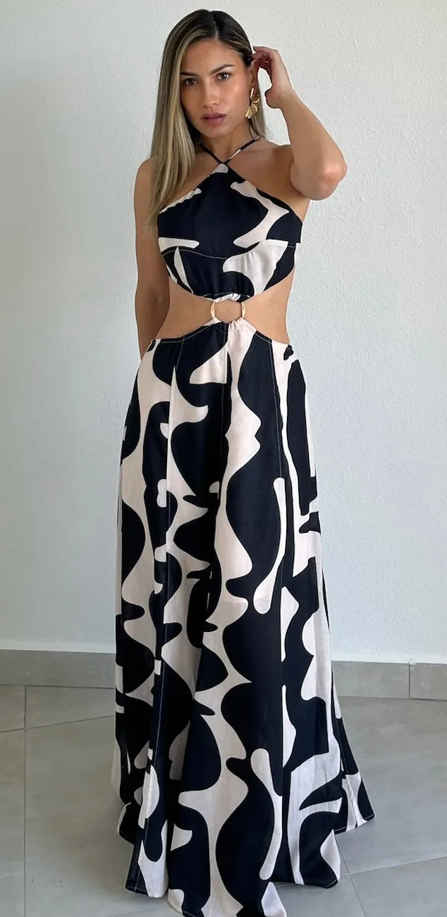 Pretty Perception Abstract Print Maxi Dress
