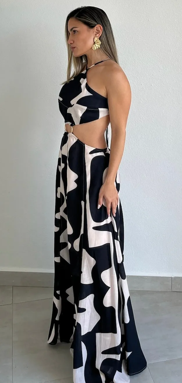 Pretty Perception Abstract Print Maxi Dress
