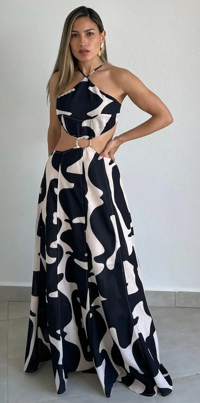 Pretty Perception Abstract Print Maxi Dress