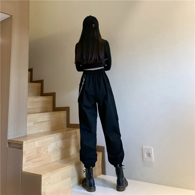 "BLACK THIGH ZIPPERED " PANTS N102102