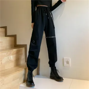 "BLACK THIGH ZIPPERED " PANTS N102102