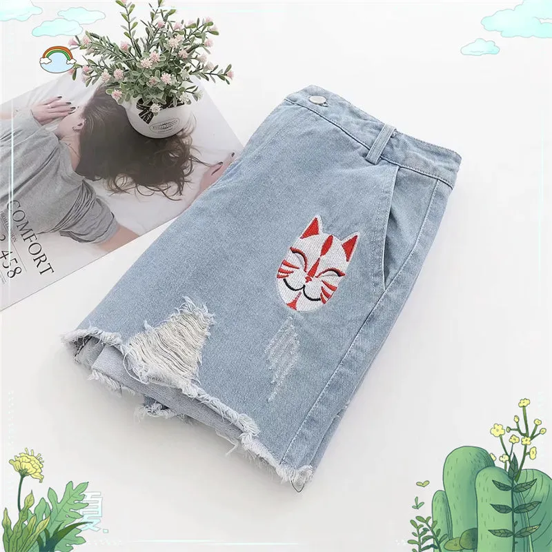 "CUTE HOLE" DENIM SHORTS S031402