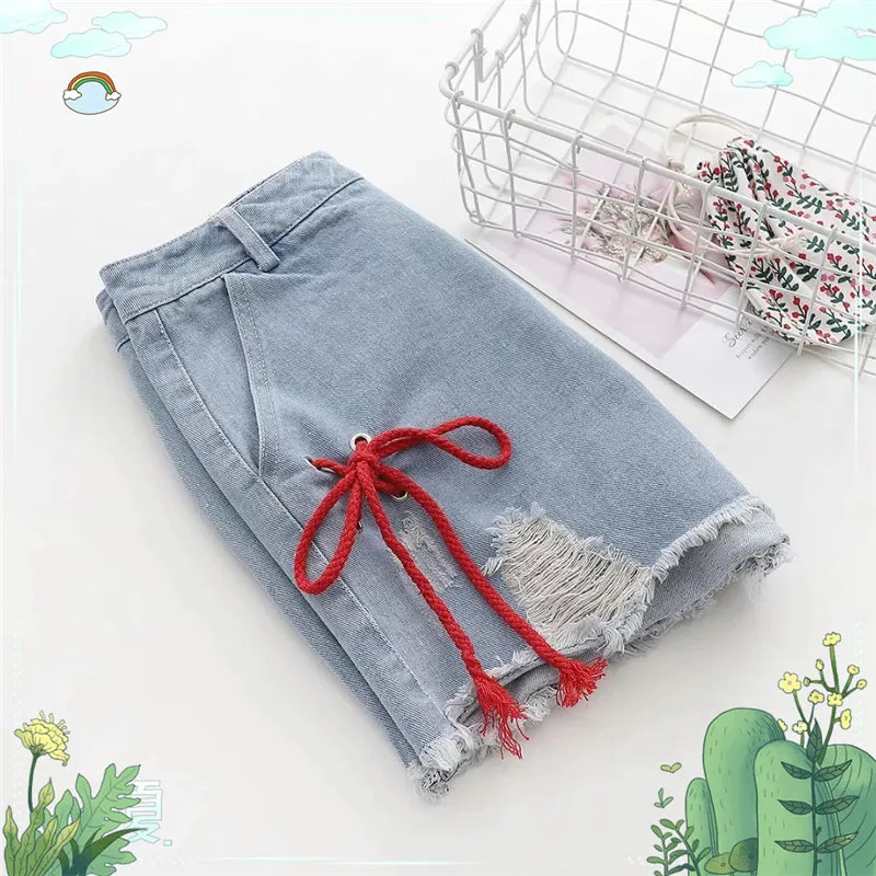 "CUTE HOLE" DENIM SHORTS S031402