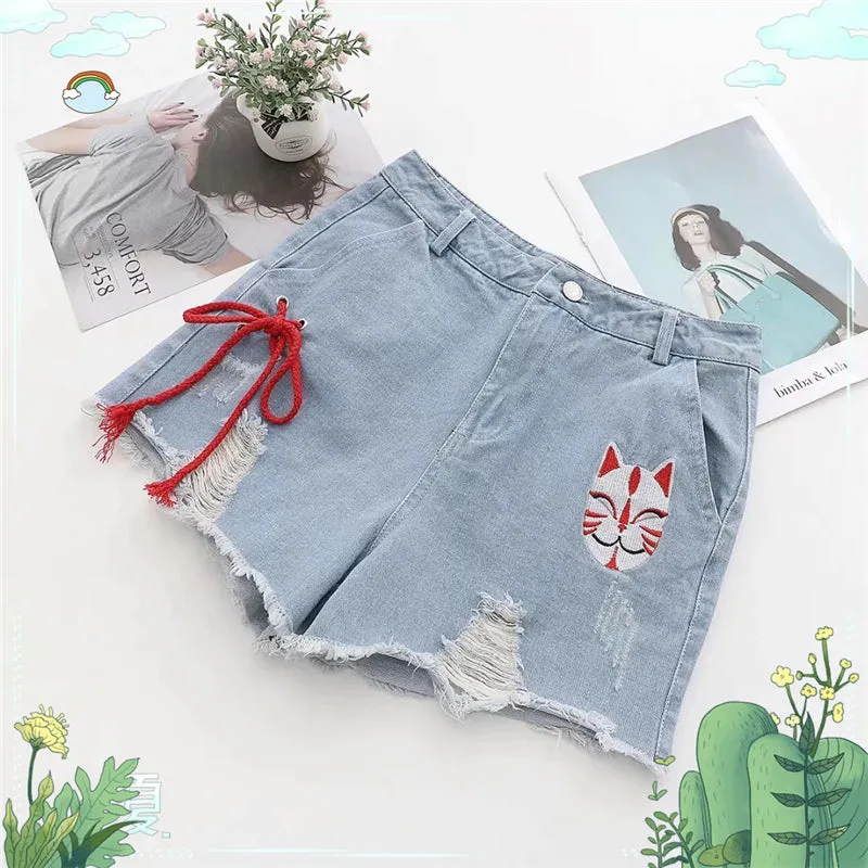 "CUTE HOLE" DENIM SHORTS S031402
