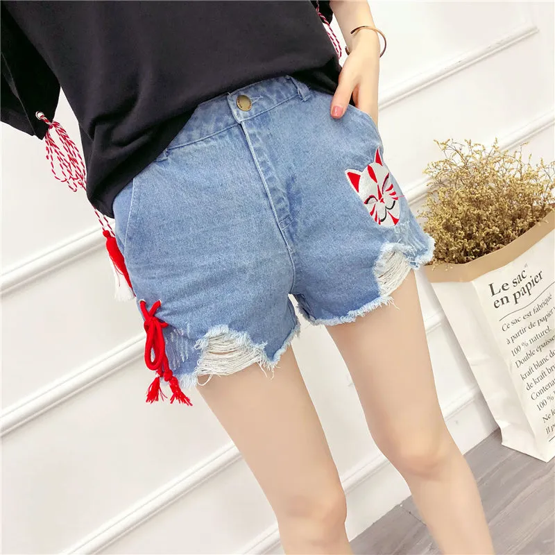 "CUTE HOLE" DENIM SHORTS S031402