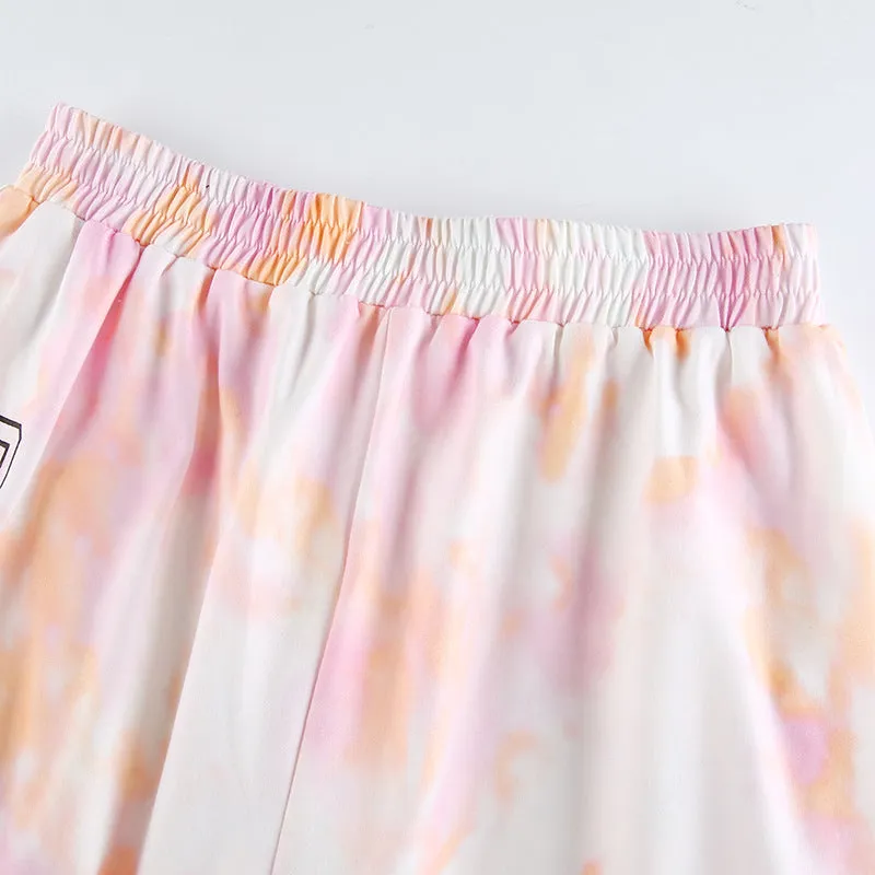 "PINK TIE-DYE ALPHABET PRINT" PANTS N090106