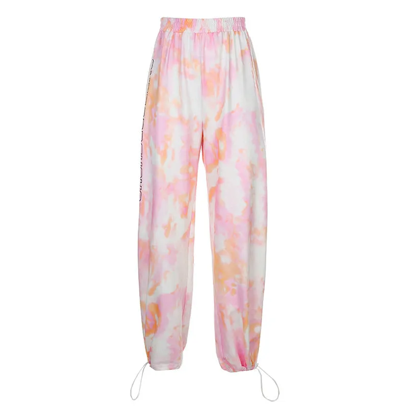 "PINK TIE-DYE ALPHABET PRINT" PANTS N090106