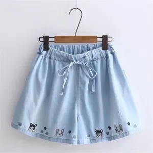 "PUPPY EMBROIDERED" SHORTS N081302