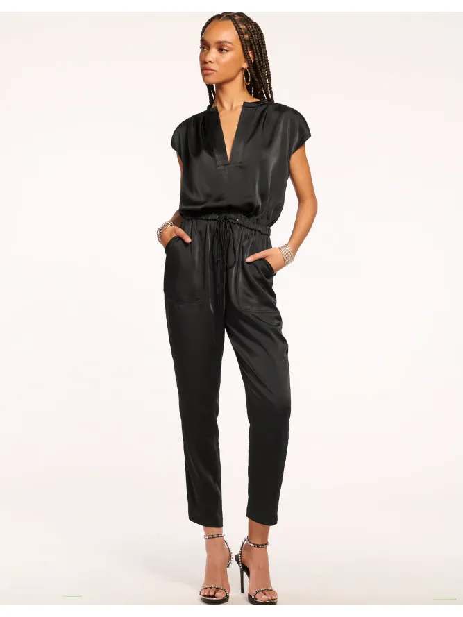 Ramy Brook Hudson Extended Shoulder Jumpsuit in Black