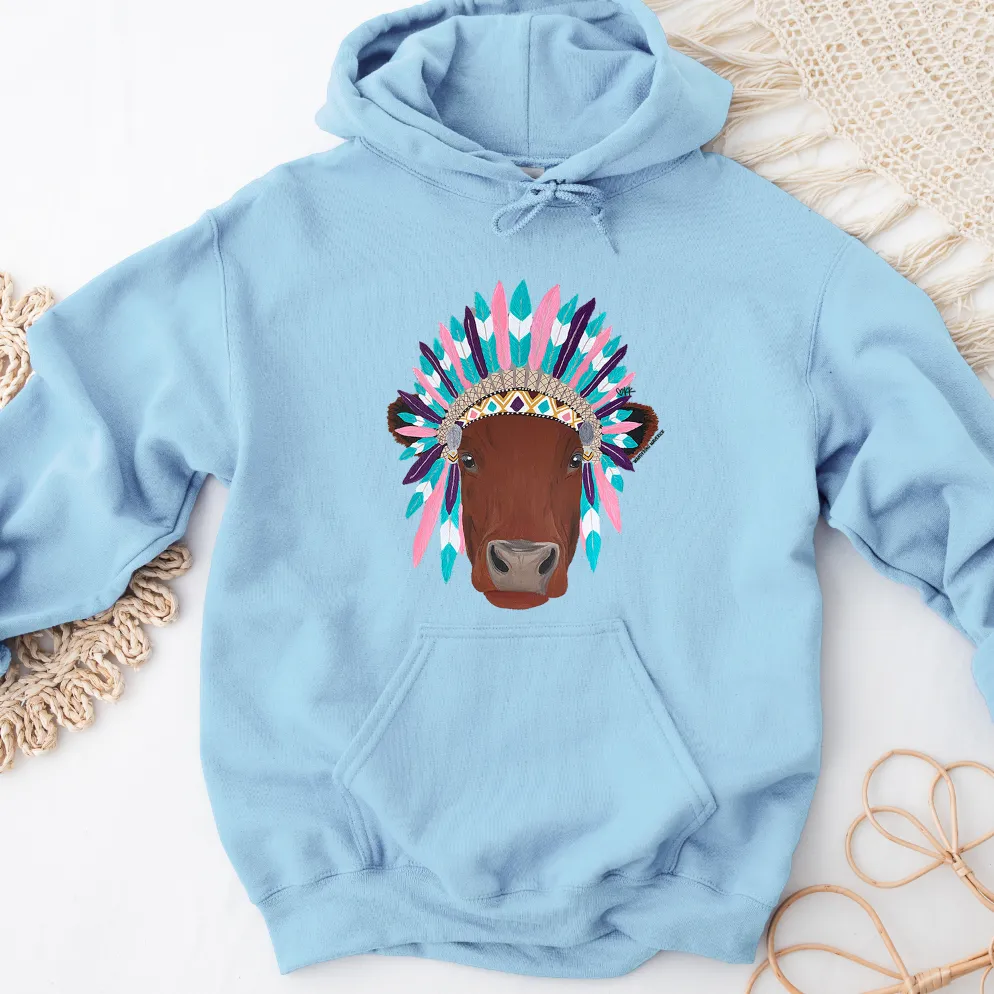 Red Cow Headdress Hoodie (S-3XL) Unisex - Multiple Colors!