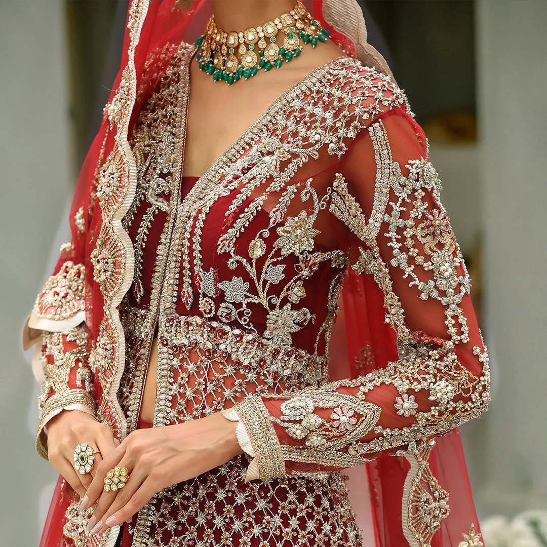 Red Front Open Gown Lehenga Pakistani Wedding Dresses