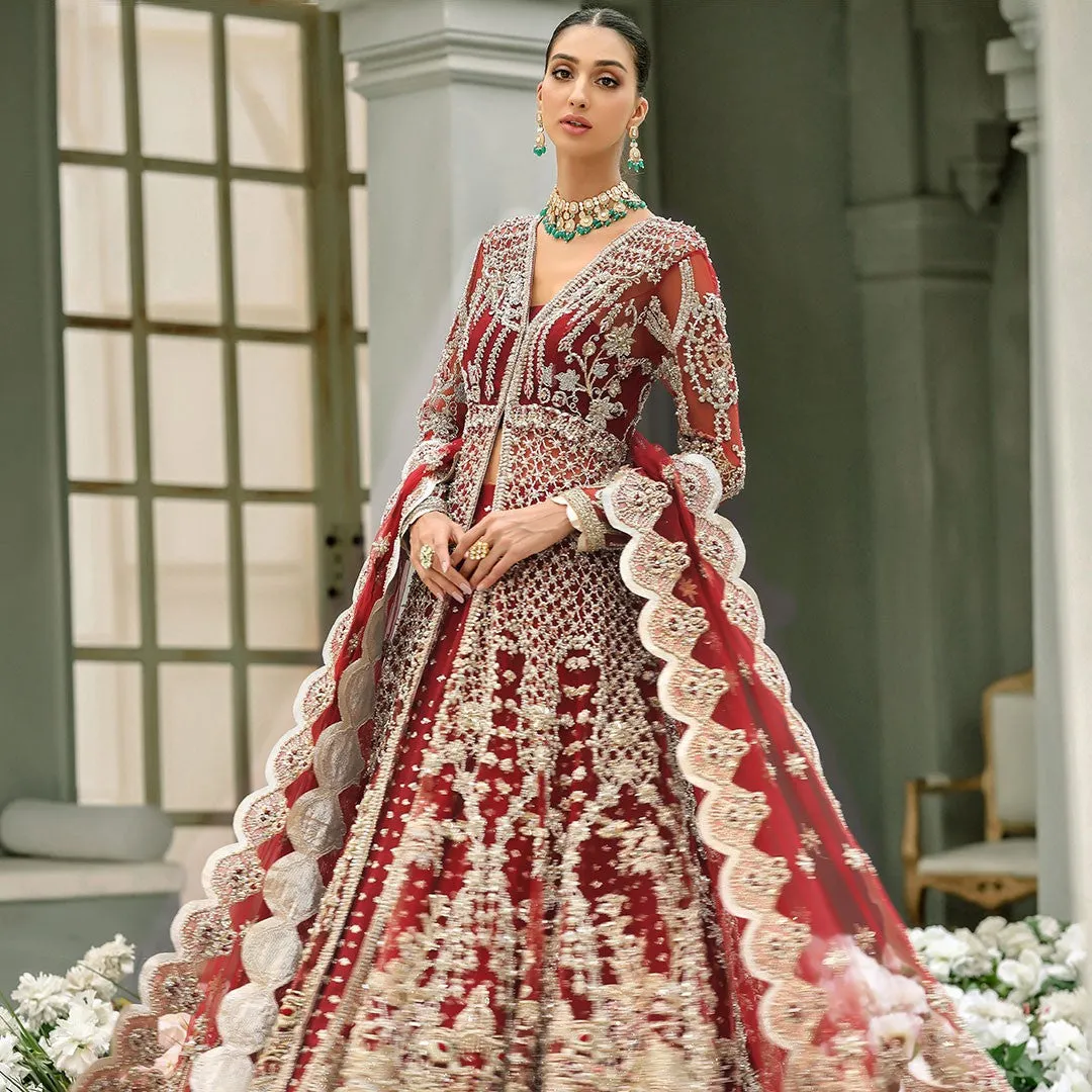Red Front Open Gown Lehenga Pakistani Wedding Dresses