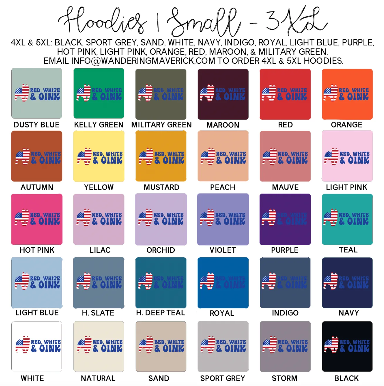 Red White And Oink Hoodie (S-3XL) Unisex - Multiple Colors!