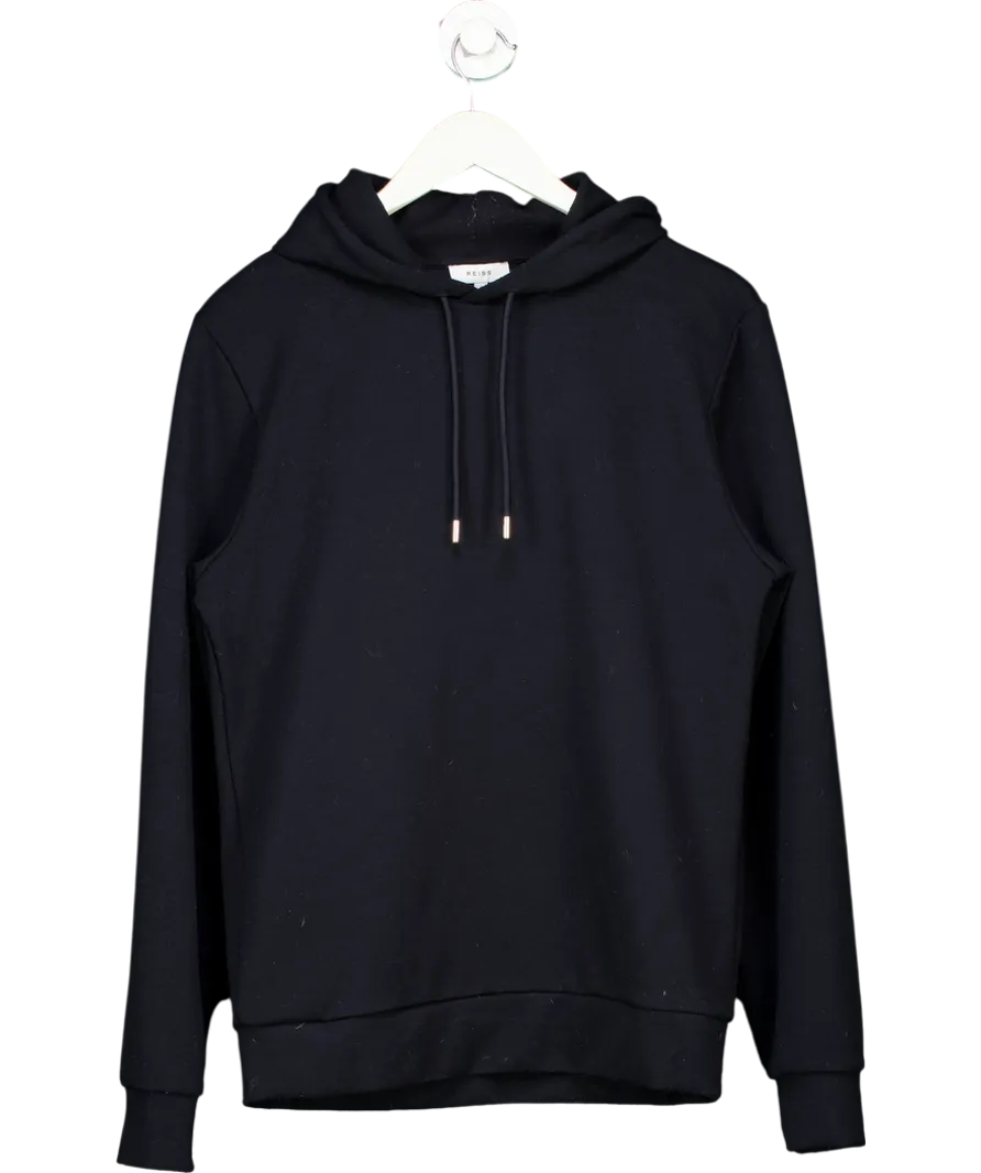 REISS Interlock Jersey Drawstring Hoodie In Black UK S