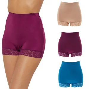 Rhonda Shear Women's 3 Pack Smooth Pin Up Panties with Lace Trim