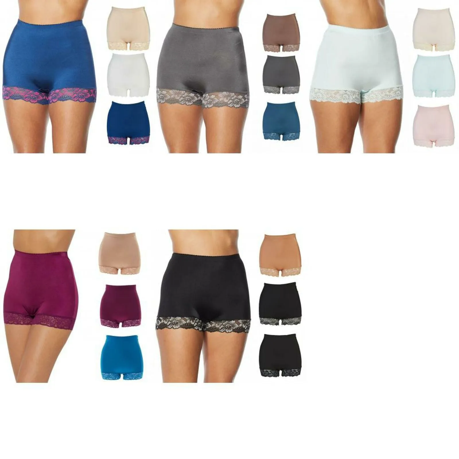 Rhonda Shear Women's 3 Pack Smooth Pin Up Panties with Lace Trim
