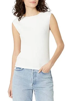 Ribbed Cap Sleeve Tee (White)