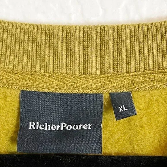 Richer Poorer recycled fleece sweatshirt Crewneck XL in golden verde