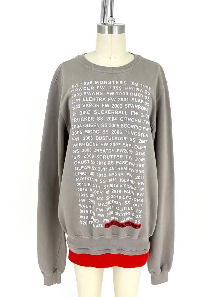 Rick Owens Drkshdw F/W 2020 Performa Sweatshirt