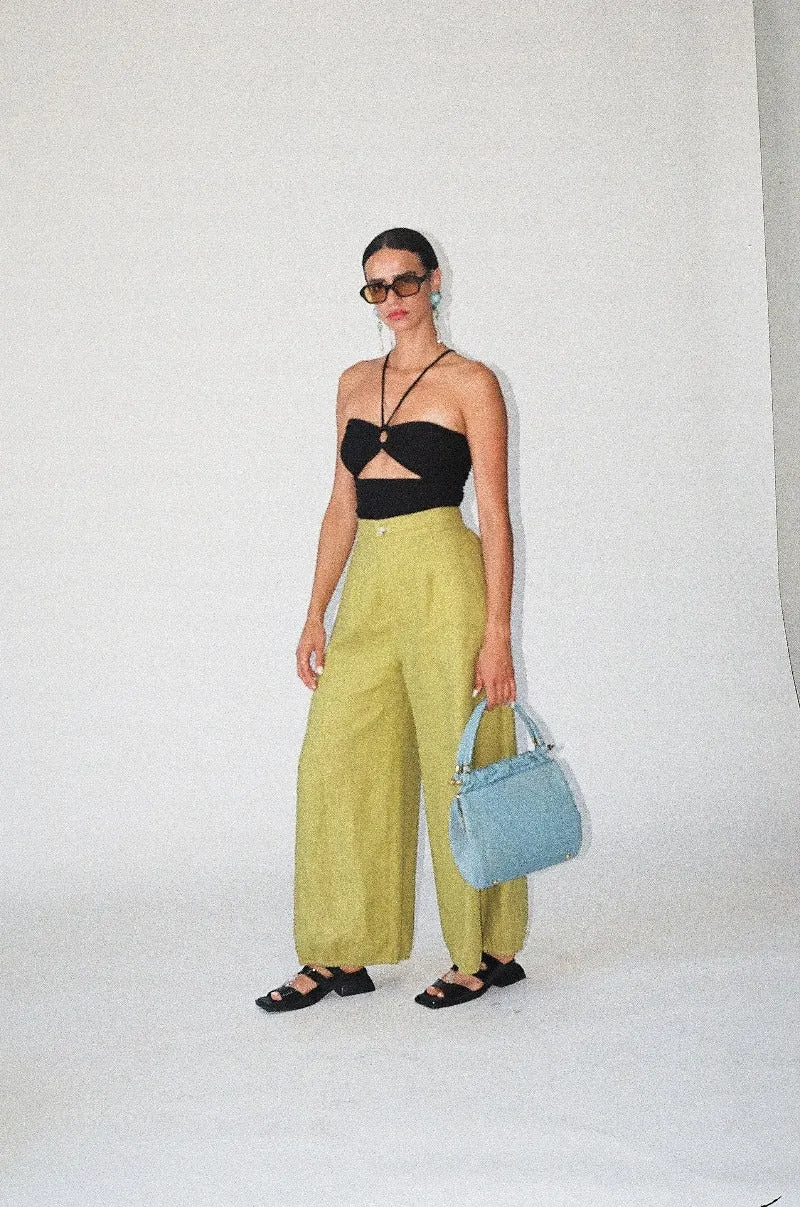 Rita Pant in Matcha Linen- Size 4 SAMPLE