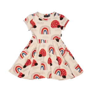 ROCK YOUR BABY LOVE BUG RAINBOW WAISTED DRESS