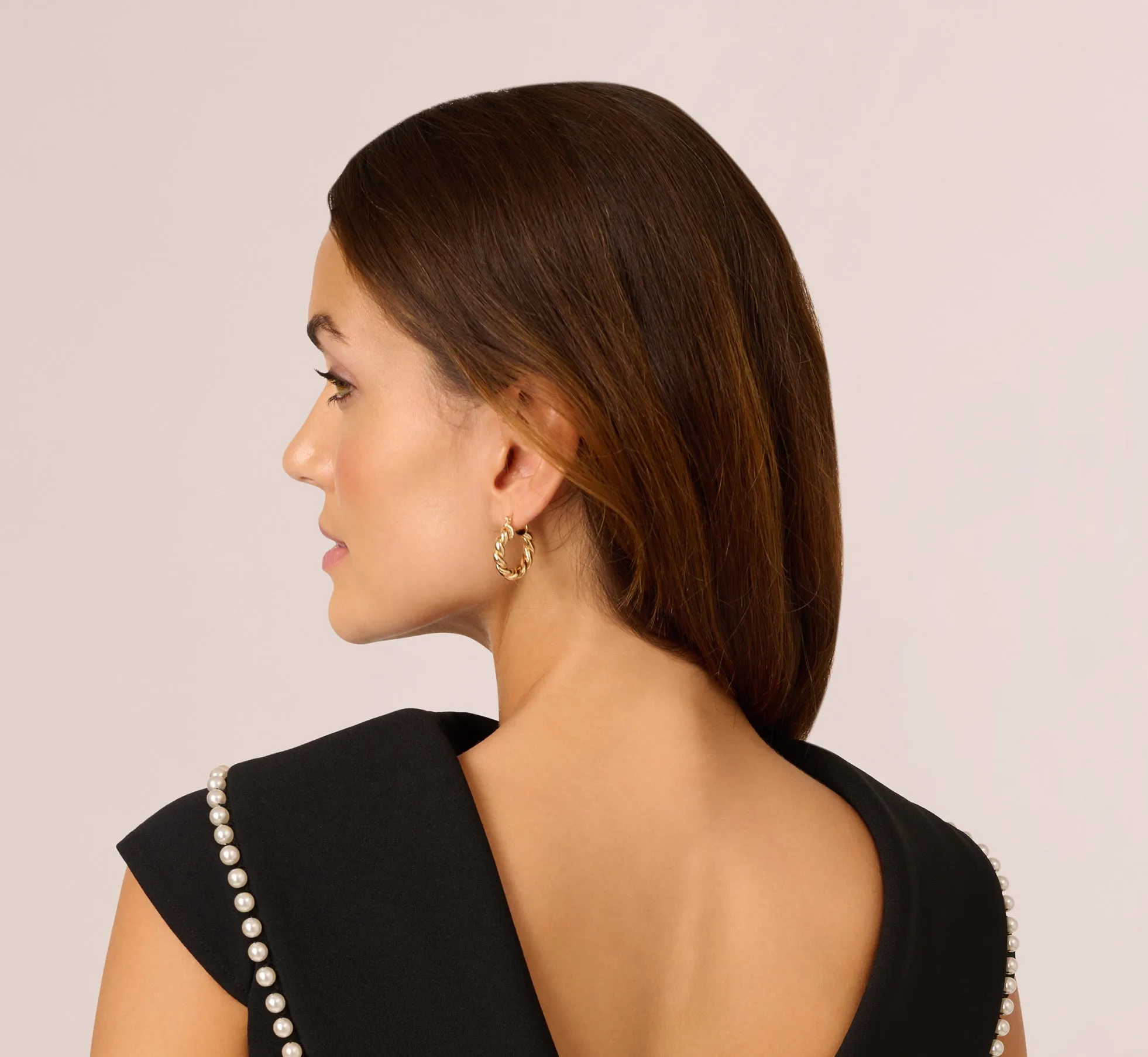 Roll Neck Pearl Midi Dress In Black