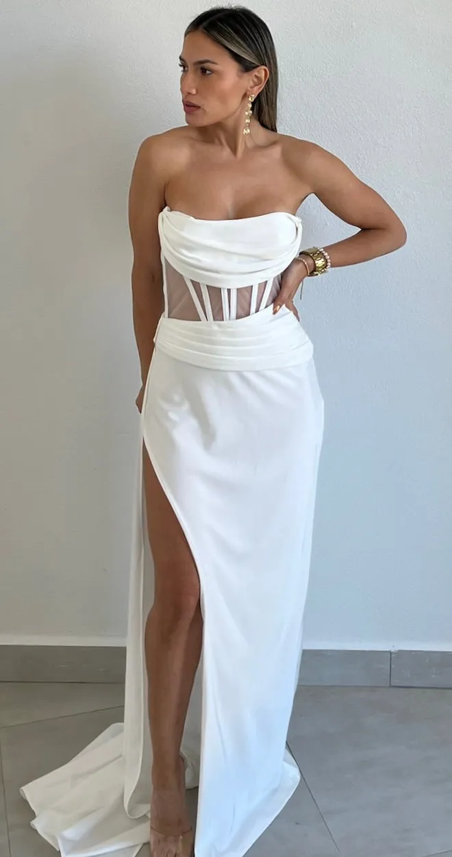 Romantic Way White Corset Long Dress