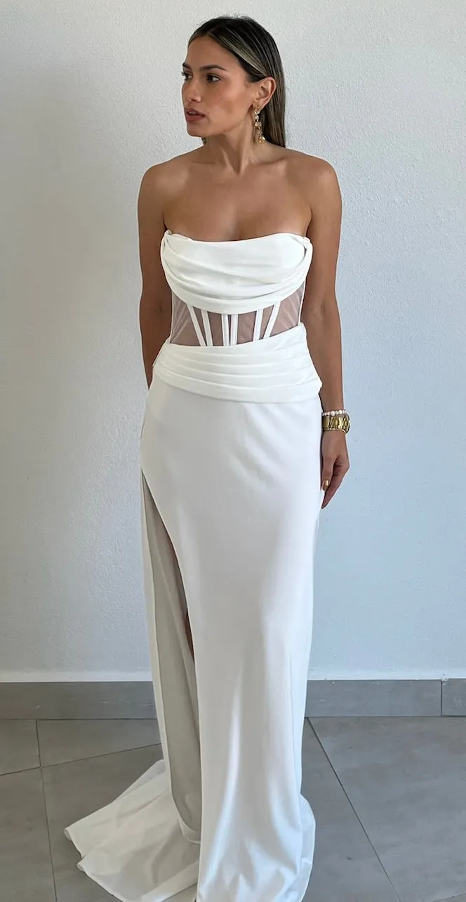 Romantic Way White Corset Long Dress