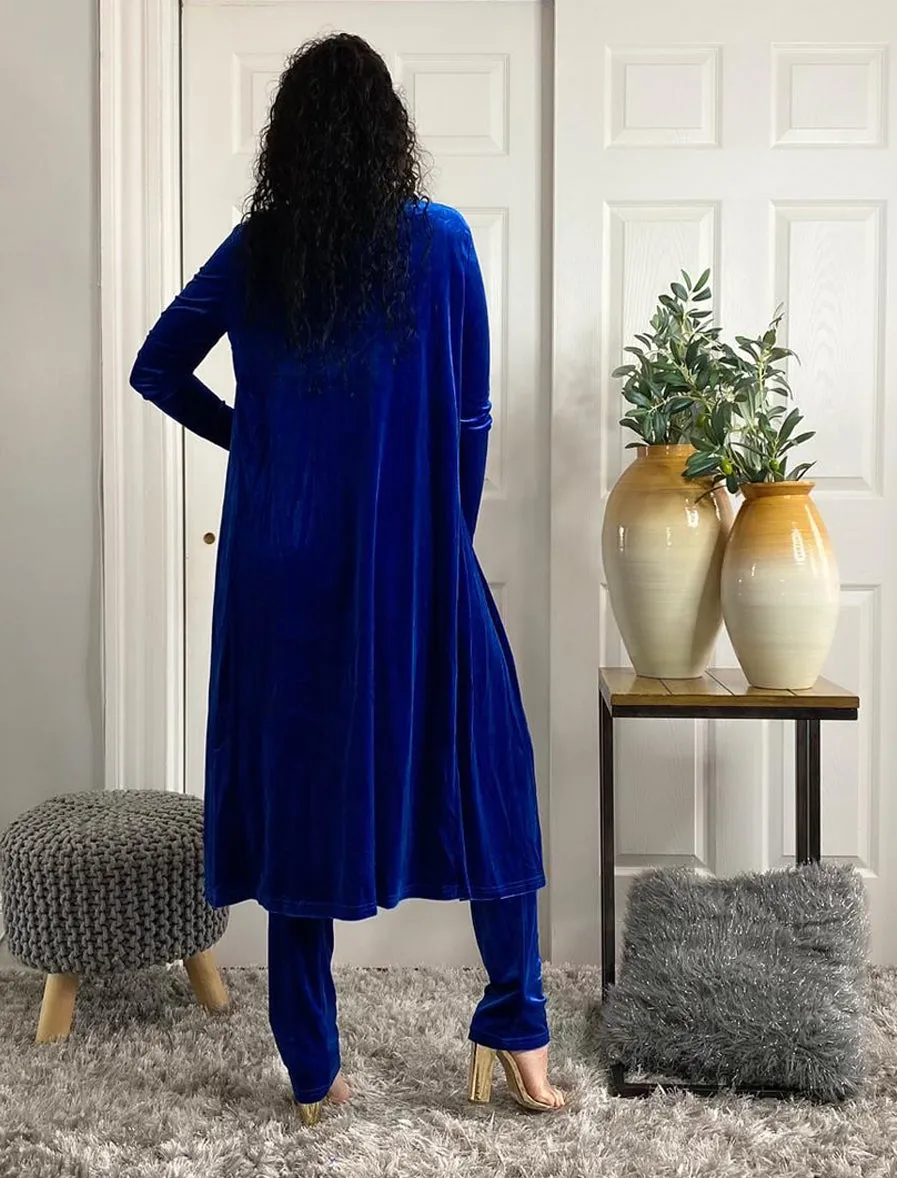 Royal Blue Velvet 3 Piece Outfit Set