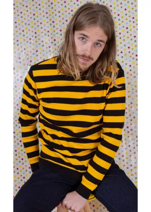 Run &amp; Fly Retro Striped 70's Jumper Yellow Black