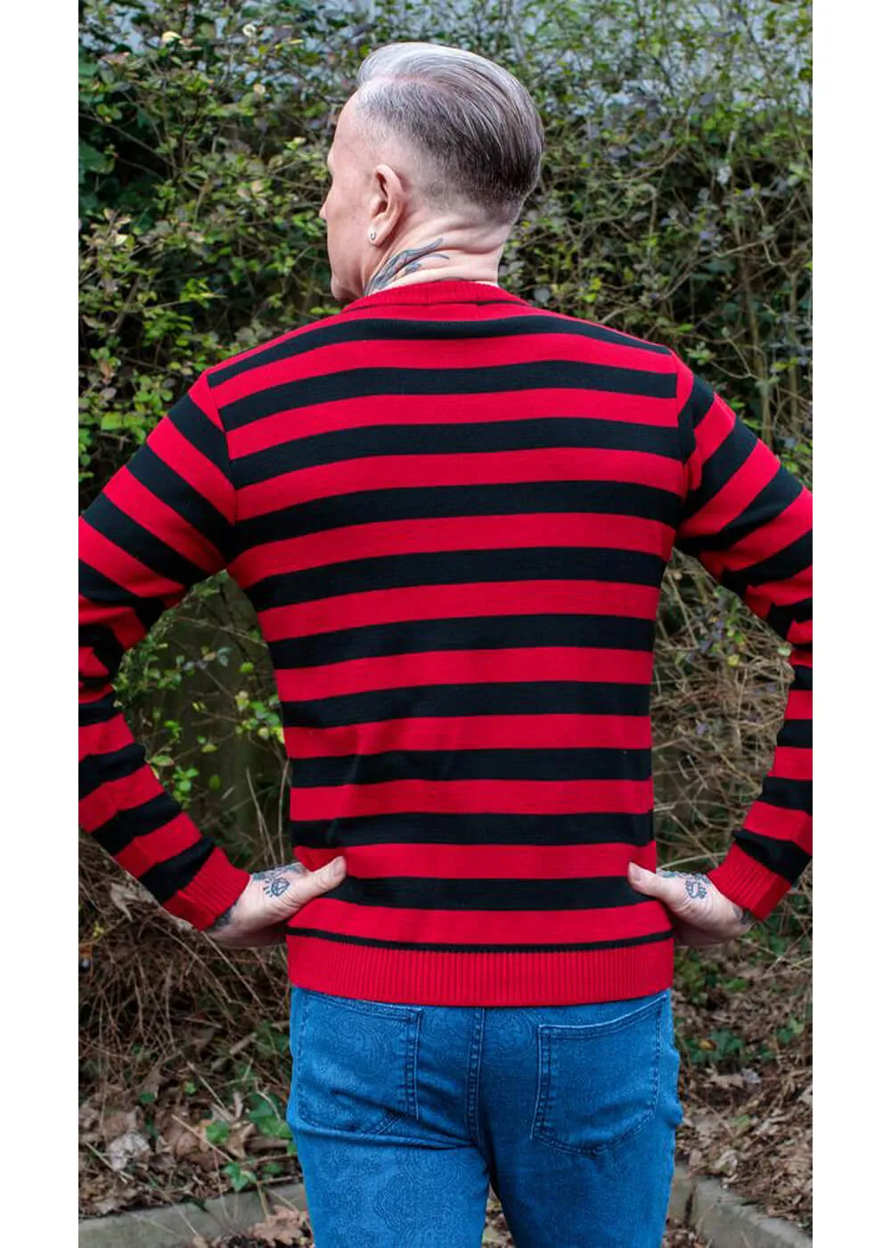 Run and Fly Retro Striped 70's Jumper Black Red