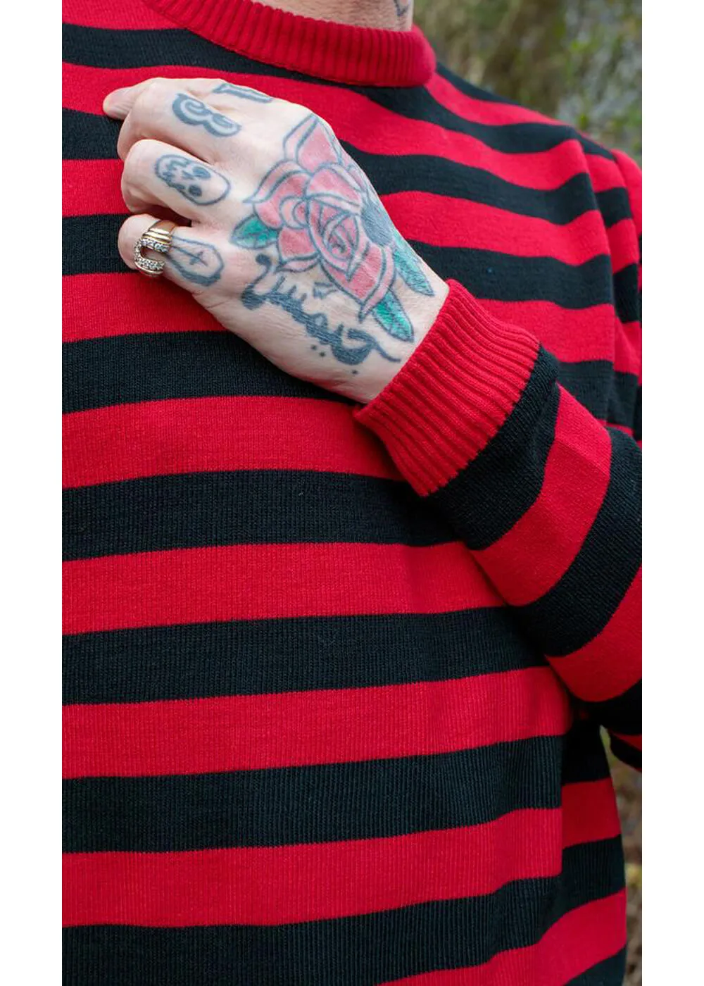 Run and Fly Retro Striped 70's Jumper Black Red