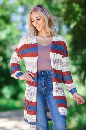 Rust Multicolor Fisher Net Cardigan