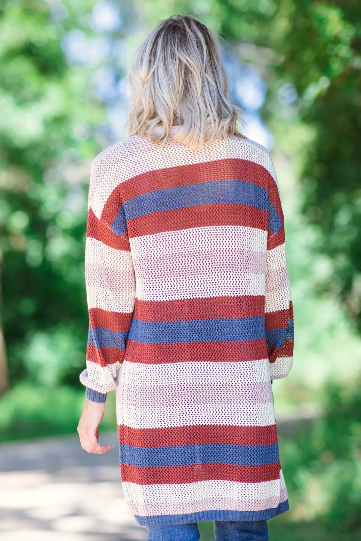 Rust Multicolor Fisher Net Cardigan