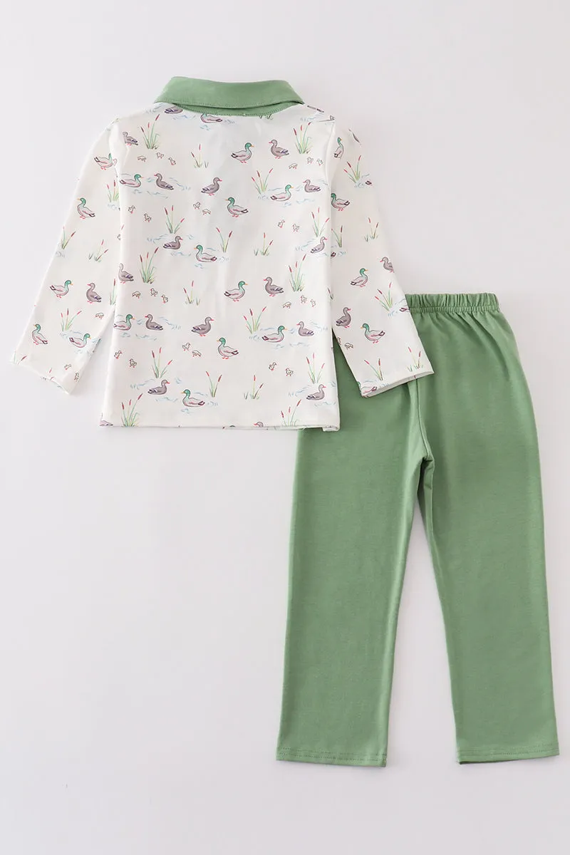 Sage Duck Print Boy Set