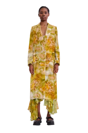 SAGE MOLTEN FLORAL SHORT WOLVERINE COAT