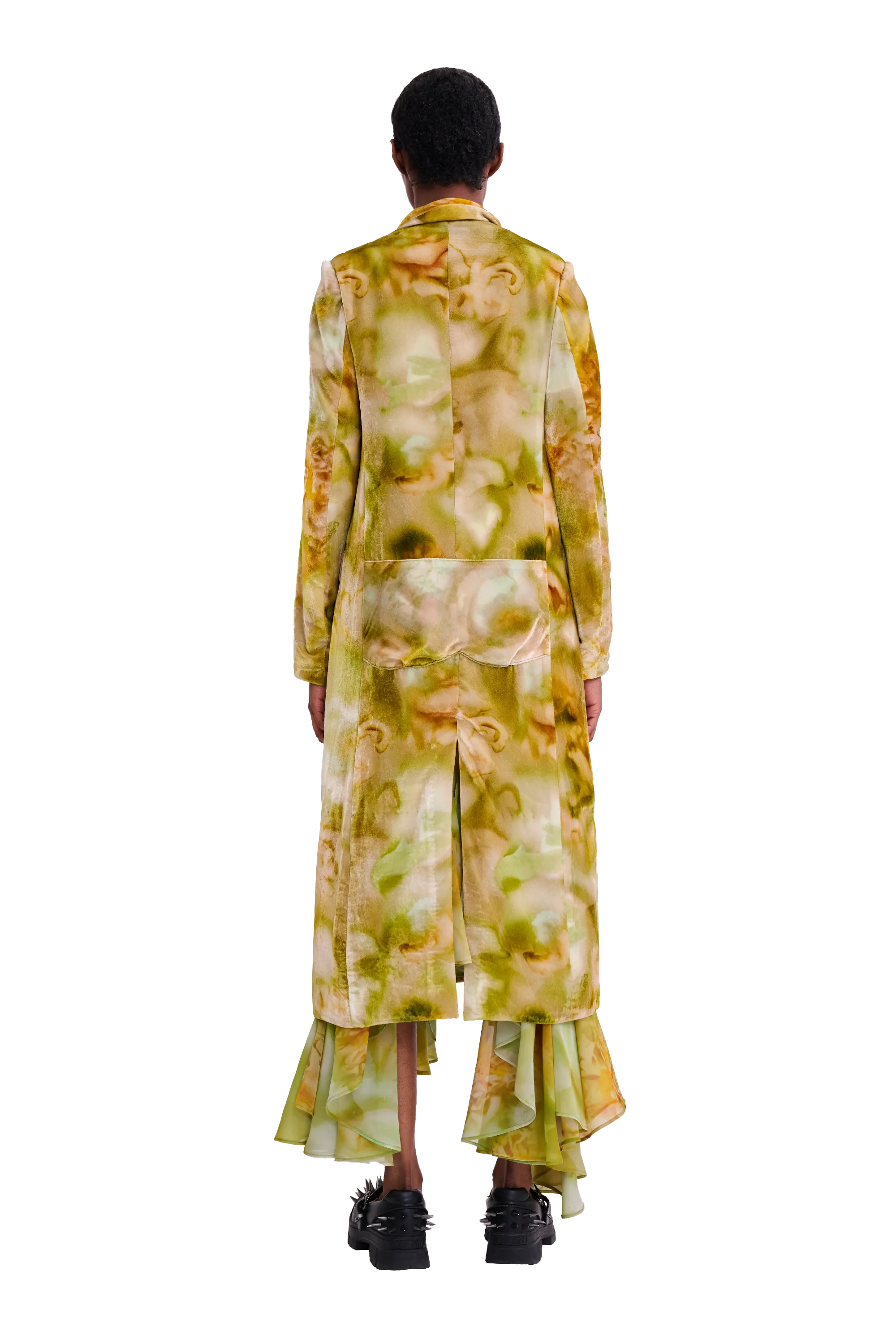 SAGE MOLTEN FLORAL SHORT WOLVERINE COAT