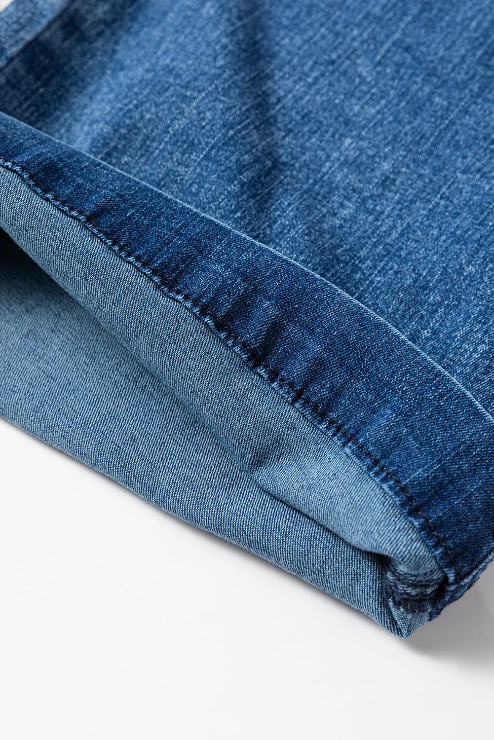 Sail Blue Mineral Wash Drawstring Waist Loose Straight Denim Pants